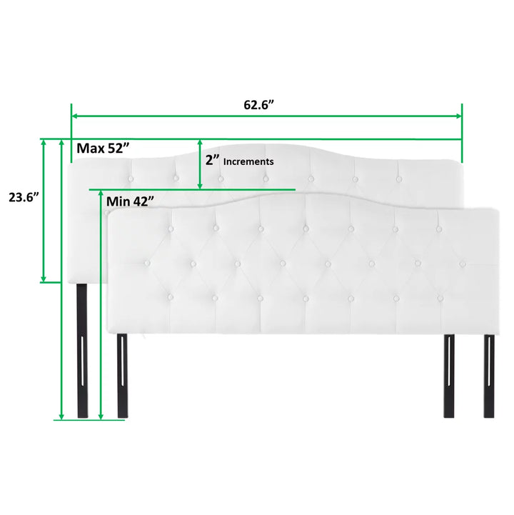 Cassandra Headboards for Queen Size Bed, Upholstered Button Tufted Bed Headboard, 12 Adjustable Positions Queen Headboard Only, Wall Mounted Headboard, Bed Backboard Linen Fabric Head Board –White