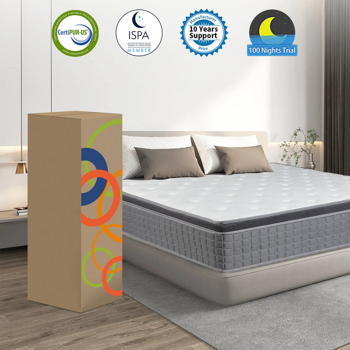 14 Inch Twin Mattress in a Box, Gel Memory Foam and Pocket Spring Hybrid Mattress