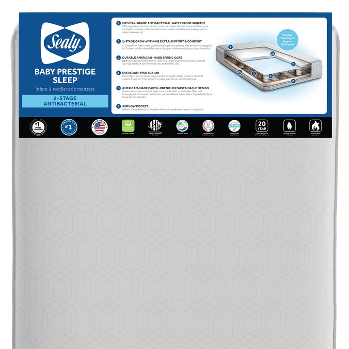 Baby Prestige Sleep Ultra-Premium 2-Stage Antibacterial, 204 Coil, Baby Crib & Toddler Mattress