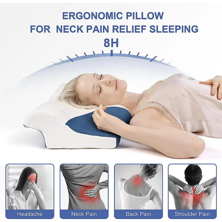 Cervical Pillow for Neck and Shoulder Pain Relief, Contour Memory Foam, Ergonomic Orthopedic Neck Support Pillow for Side, Back and Stomach Sleepers, Breathable Washable Cover