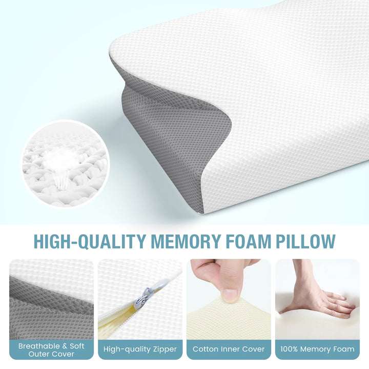 Memory Foam Pillow, Cervical Pillow for Neck Pain Relief, Contour Memory Foam Pillow for Bed, Ergonomic Orthopedic Neck Support Pillow for Side Back & Stomach Sleepers, Valentine'S Day Gift