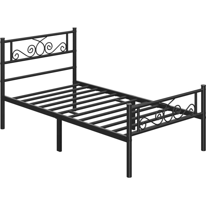 Jocelyn Modern Scroll Metal Platform Twin Bed, Black