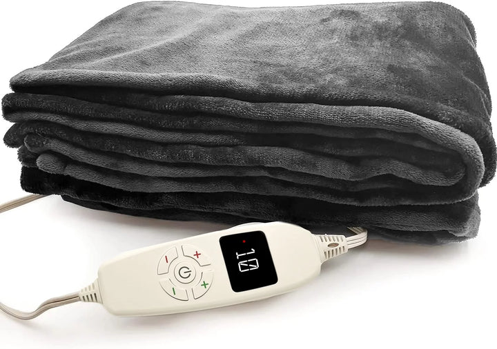 Electric Throw Blanket 50" X 60" , 10 Heating Levels, 8 Hours Auto-Off, Luxuriously Soft, Machine Washable, Gray