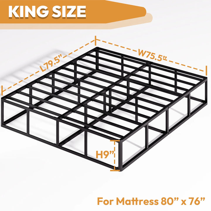 9 Inch King High Profile Metal Box Spring, Durable Mattress Foundation, Easy Assembly