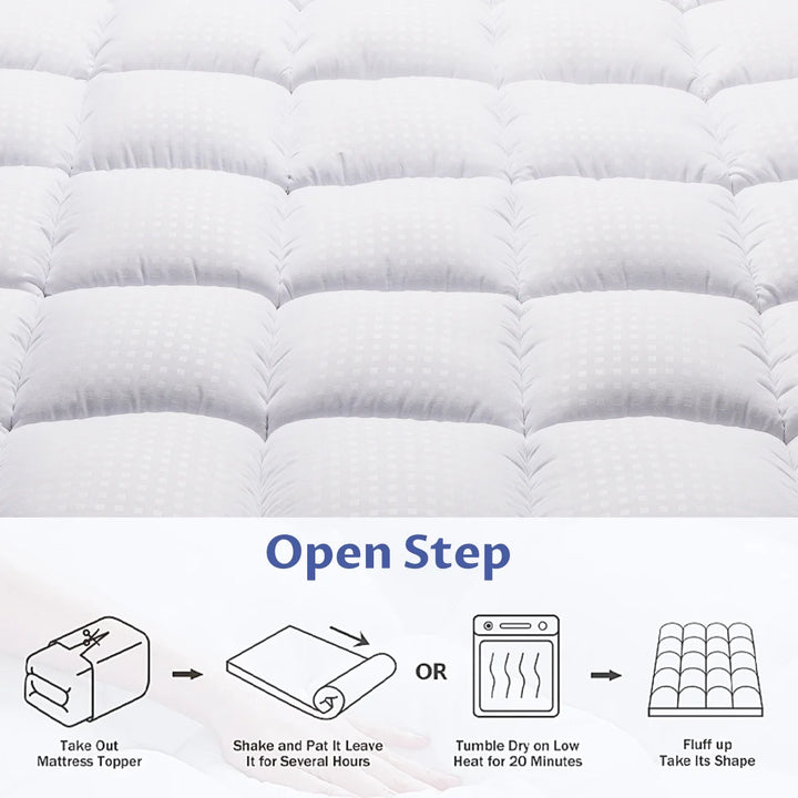 Extra Thick Queen Mattress Topper, Cooling Mattress Pad Cover, 2" Mattress Topper with 8-21 Inch Deep Pocket Soft Comfortable Breathable, White