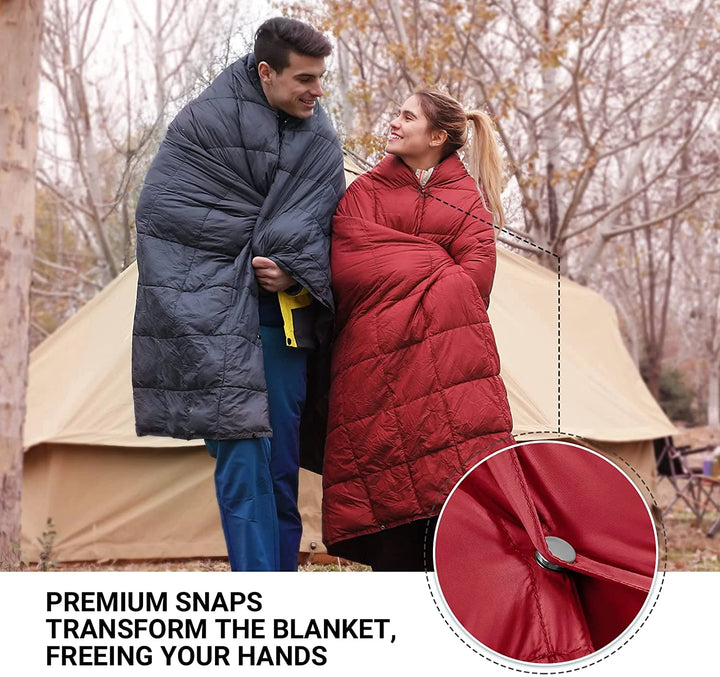 Large Camping Blanket Lightweight Outdoor Waterproof Cold Weather Wearable Blanket for Adult 78.7" X 56.7" Red