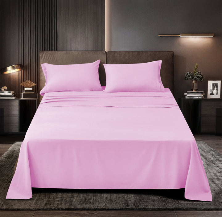 Rayon Bamboo Sheets Set Queen Pink Sheets Deep Pocket 4 Piece