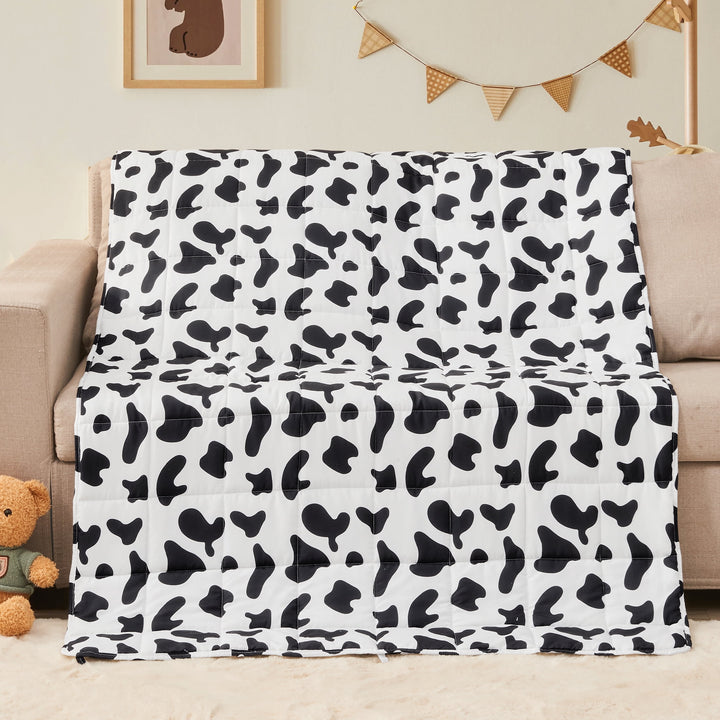 Weighted Blanket for Kids (40"X60", 7Lbs) Cooling Weighted Lap Blanket, Weighted Throw Blanket，Cow