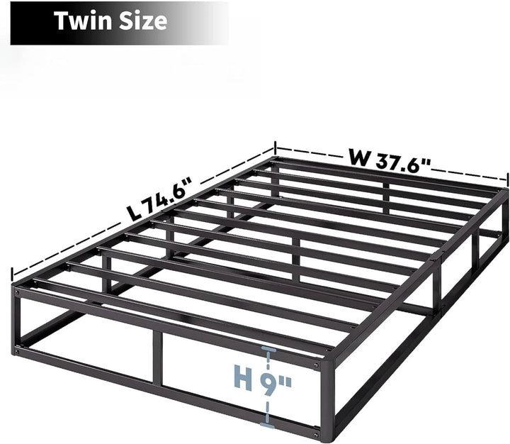 Twin Box Spring 9 Inch High Profile Strong Metal Frame Mattress Foundation, Quiet Noise-Free,Easy Assembly, 3000Lbs Max Weight Capacity