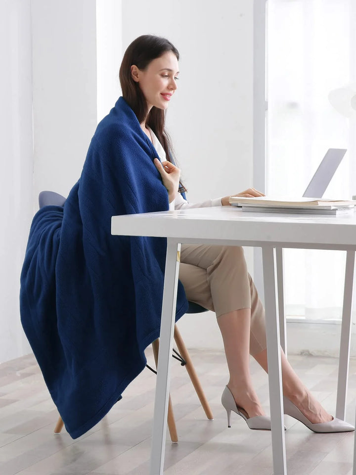 Electric Throw Blanket 50" X 60" with 4 Heat Settings & 3 Hours Auto-Off, ETL Certification, Machine Washable, Blue