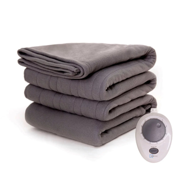 Soft Fleece Electric Heated Blanket, Gray, Full, 72"X84", 1 Controller, All Ages