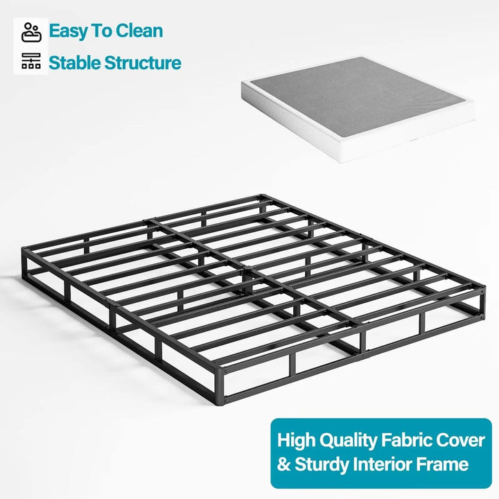 Queen Box Spring, 7 Inch Queen Size Box Spring Only, Metal Box Spring Queen with Fabric Cover, Sturdy Mattress Foundation, Noise Free, Non-Slip, Easy Assembly