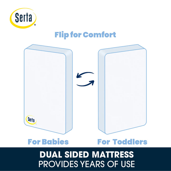 Sleeptrue Sparkling Sky 5" Dual-Sided Crib & Toddler Mattress - Sustainably Sourced Fiber Core - Waterproof - Lightweight - GREENGUARD Gold Certified - 5 Year Warranty