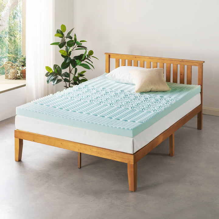 4" 5-Zone Cooling Gel Memory Foam Mattress Topper, Queen