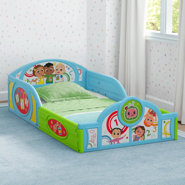 Sleep and Play Toddler Bed with Built-In Guardrails by , Blue/Multi