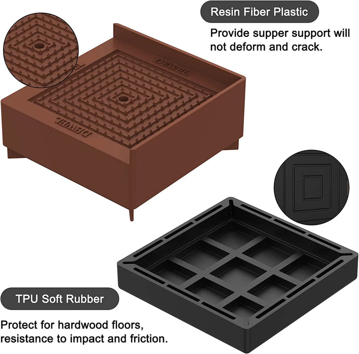 Furniture Risers Bed Risers Lifter Foot Pad Support up to 660 Lb Brown 4 Pack Rubber Plastic 0.29 Lb