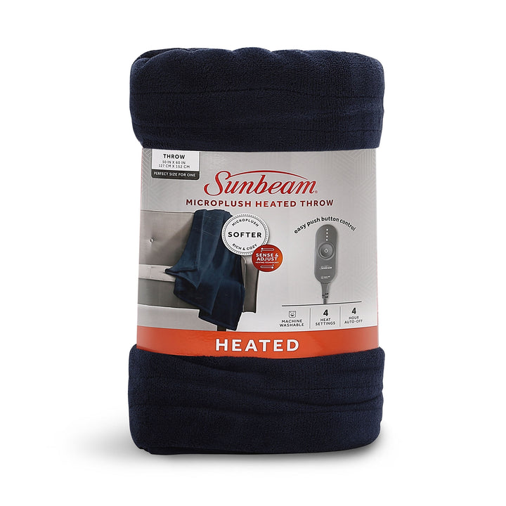 Microplush Electric Heated Throw Blanket, Poseidon Blue, 50" X 60"