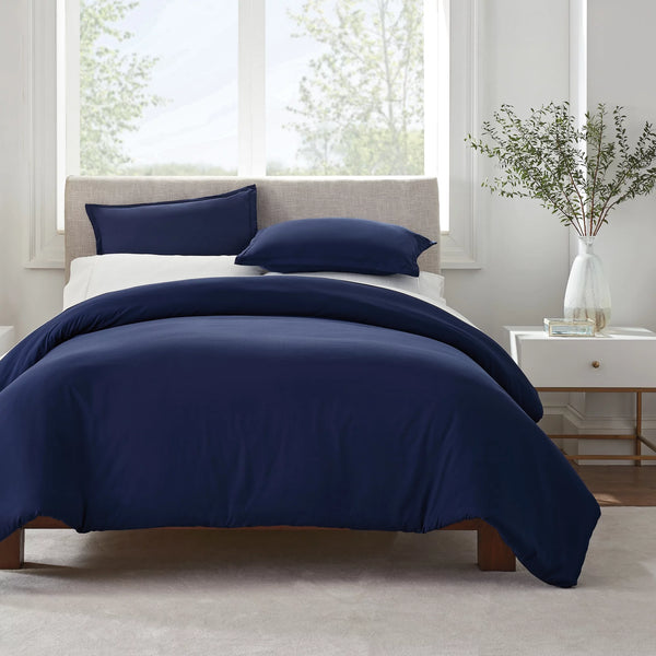 Simply Clean 3-Piece Solid Duvet Set, Navy, King