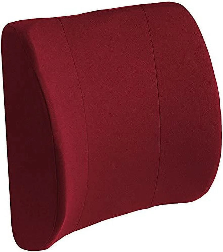 Lumbar Support Pillow for Chair to Assist with Back Support with Removable Washable Cover to Ease Lower Back Pain While Improving Posture, 14 X 13 X 5, Contoured Foam, Premium,Burgundy