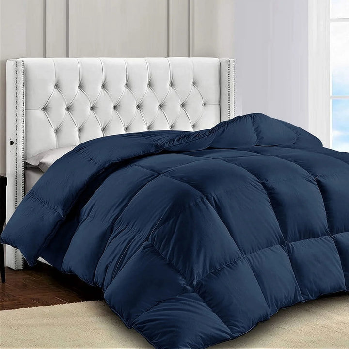 Lux Decor Collection Quilted Comforter All Season down Alternative Reversible Fluffy Ultra Soft Duvet Insert (Queen, Navy Blue)