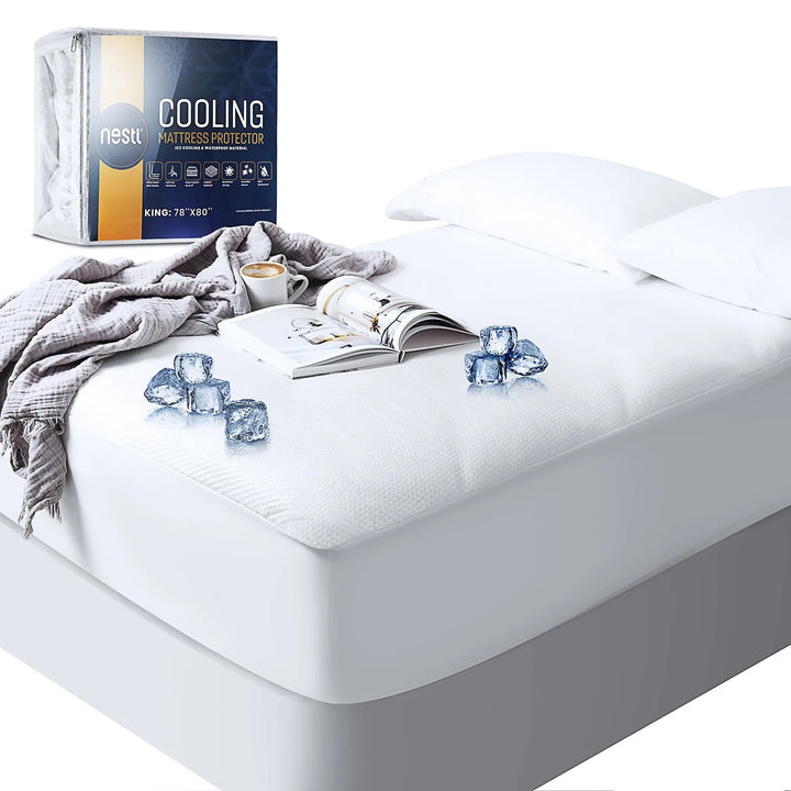 Waterproof Mattress Protector, Premium Cooling Mattress Pad Queen, Mattress Cover Fits Mattresses up to 21 Inches