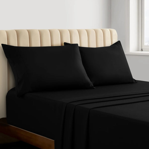 Lux Decor Collection Rayon from Bamboo Sheets King Size - 4 Piece Cooling Bed Sheets Set, Black