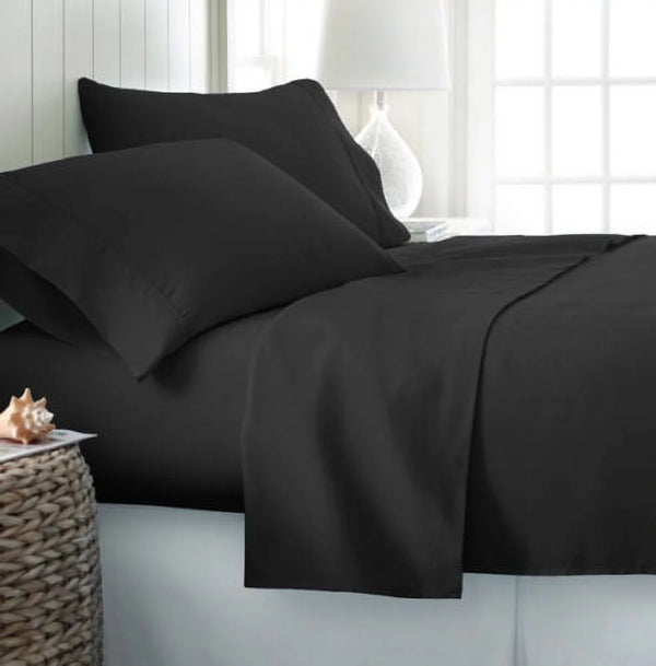 16-Inch Deep Pocket Super Soft 4-Piece Bedding Sheet Set Twin Black