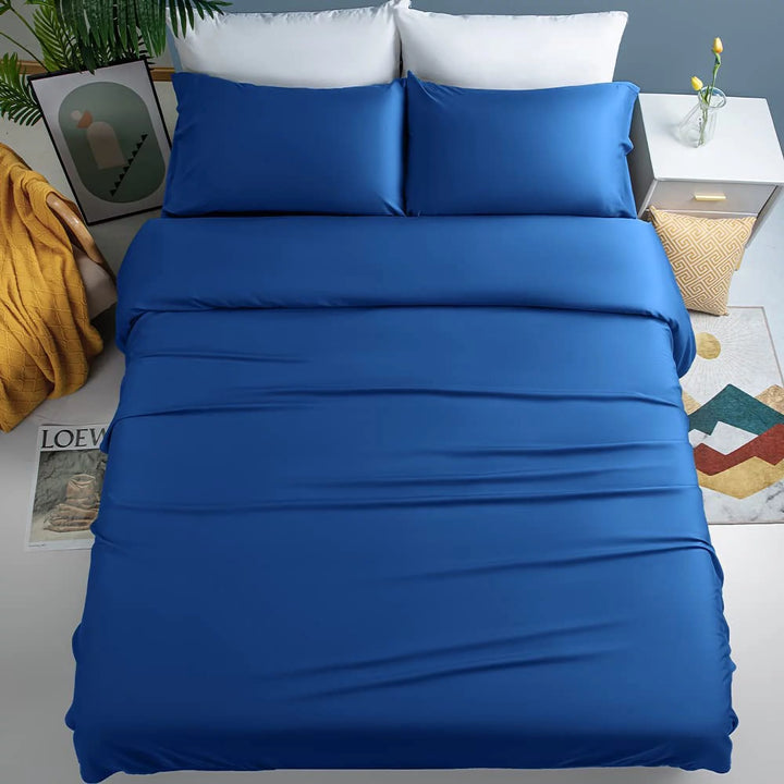 100% Organic Bamboo Bed Sheets, Cooling Queen Sheet Sets 4 PC, 1800 Series Sheets with 16" Deep Pocket, Navy Blue