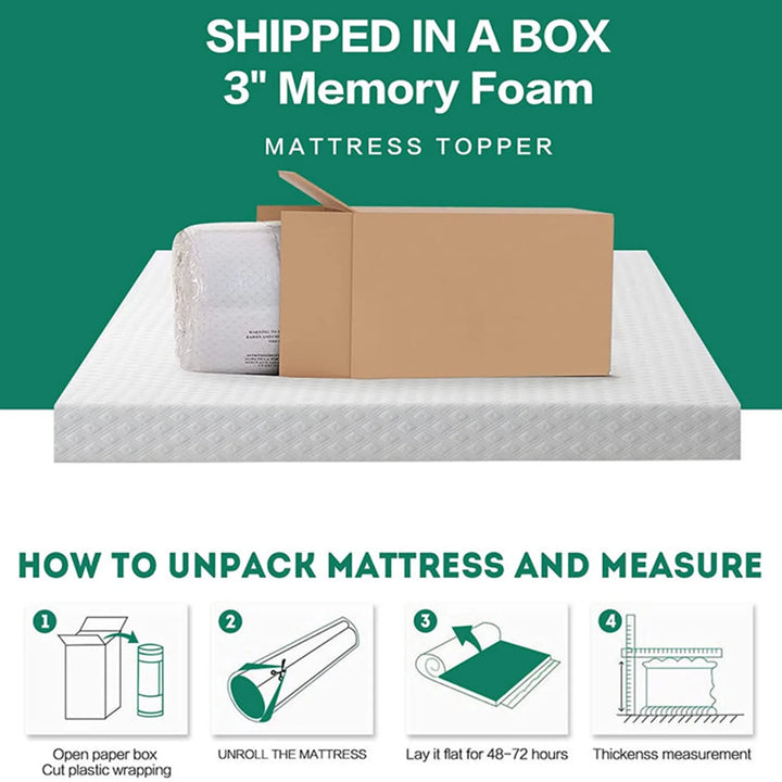 3 Inch Gel Memory Foam Mattress Topper for Pressure Relief, Soft Mattress Topper for Cooling Sleep, Non-Slip Design with Removable & Washable Cover, Certipur-Us Certified - Queen