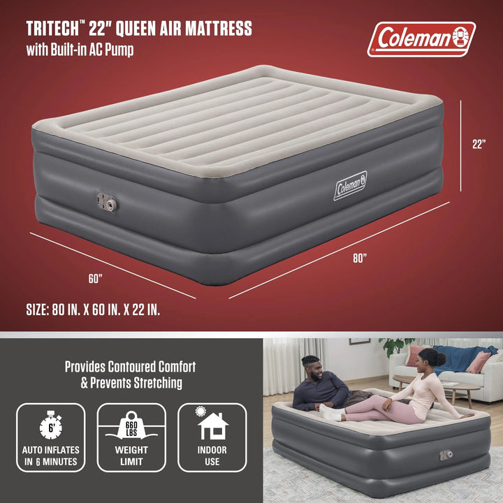 Tritech Air Mattress Queen 22” with Built-In AC Pump