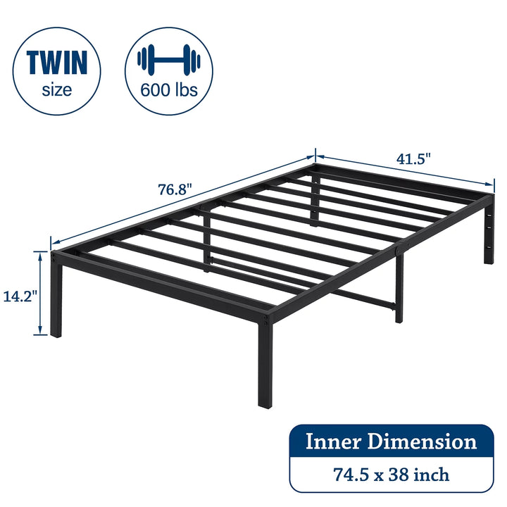 Twin Bed Frame No Box Spring Needed 14 Inch Heavy Duty Metal Platform Bed Frame Twin Size anti Slip Support Easy Lock Assembly, Black