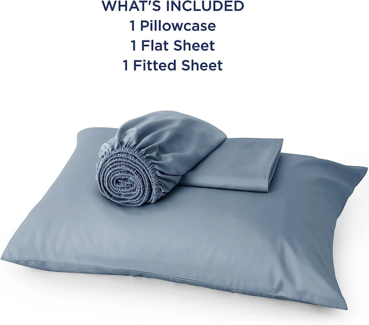 King Cooling Bed Sheets Set, Rayon Derived from Bamboo, Hotel Luxury Silky Breathable Bedding Sheets & Pillowcases, Mineral Blue