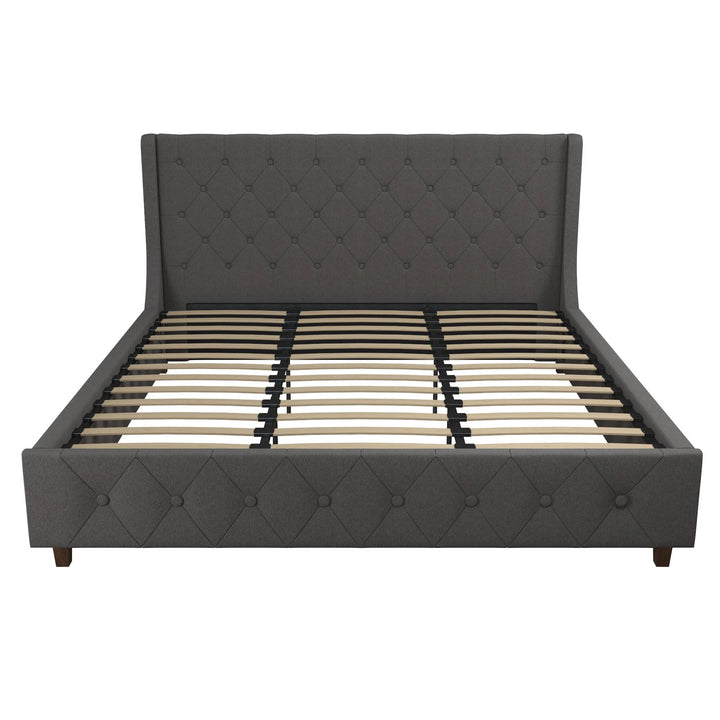 Mercer Upholstered Bed, King, Gray Linen