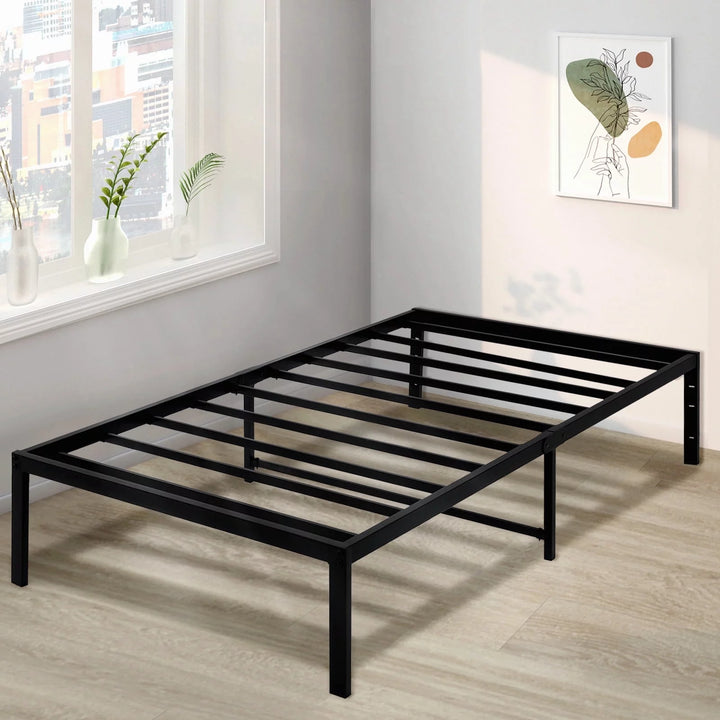 Twin Bed Frame No Box Spring Needed 14 Inch Heavy Duty Metal Platform Bed Frame Twin Size anti Slip Support Easy Lock Assembly, Black