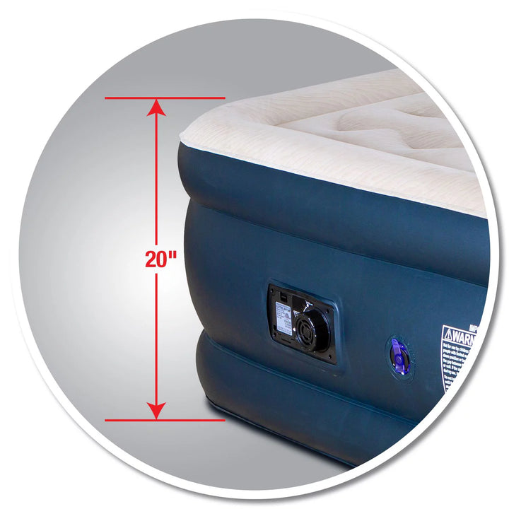 Pittman Queen Deluxe Never Leak Wave Beam Double High Air Mattress with Built-In Electric Pump