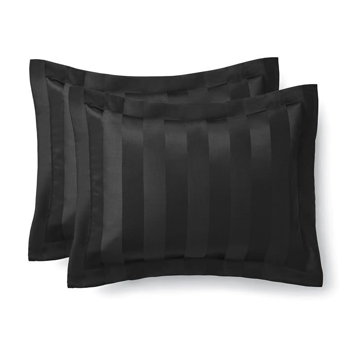 5-Piece Black Damask Stripe Comforter Set, King