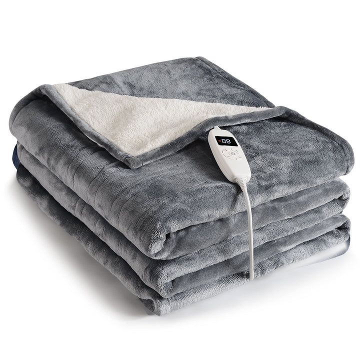 62" X 84" Electric Throw Blanket Flannel Heated Blanket with 6 Heating Levels, 8 Hours Timer, Machine Washable, Gray